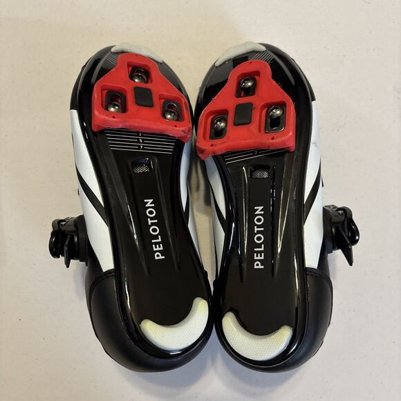 Women's Size 7 (38 EU) Peloton Cycling Shoes Black White Red EUC - Picture 8 of 8